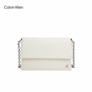卡尔文·克莱恩 Calvin Klein 女包24春夏经典小众金属字母翻盖链条斜挎小方包枕头包DH3571 115-象牙白