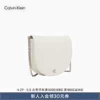 Calvin Klein女包24春夏简约金属字母翻盖链条单肩手机包马鞍包DP1705 115-象牙白