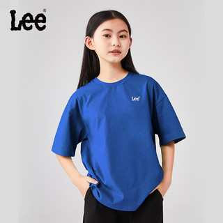 Lee儿童短袖t恤2024男女童夏季大小童半袖休闲宽松舒适上衣童装 海蓝色 110cm