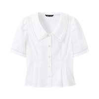 SPAO韩国同款2024年春夏女士甜美纯色短袖雪纺衫SPBWE25W05 白色 170/92A/L