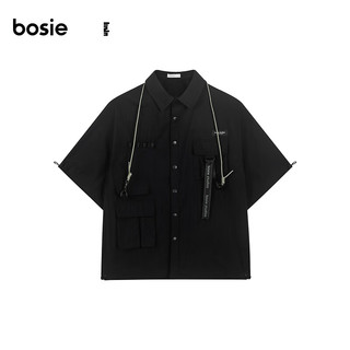 bosie可收纳短袖衬衫42410723205 黑色 160/80A