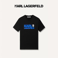 Karl Lagerfeld卡尔拉格斐轻奢老佛爷男装 2024夏款KLlogo印花短袖T恤 黑色 46