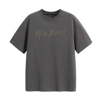 HLA JEANS 黑鲸 海澜之家旗下潮牌纯棉短袖T恤男2024夏季百搭休闲体恤潮