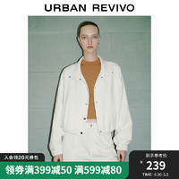 URBAN REVIVO UR2024春季女装休闲纽扣立领短款外套UWG140016 本白 XS