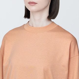MUJI 無印良品 无印良品（MUJI）女式 天竺编织 长袖T恤 打底衫女款内搭 多巴胺 BB2ODA4S 浅橙色 XS(150/76A)