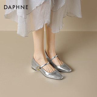 达芙妮（DAPHNE） 玛丽珍女鞋2024年春季复古尖头单鞋女 银色 39