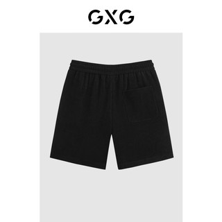 GXG男装2024年夏季休闲撞色绣花直筒五分裤短裤男 黑色 170/M