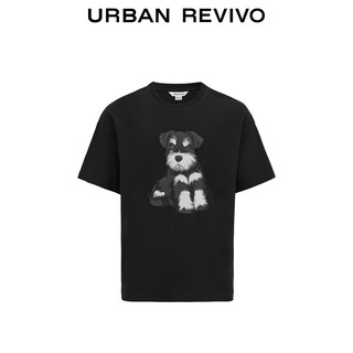 URBAN REVIVO 男士趣味休闲萌宠图案短袖T恤 UMV440078 正黑 S