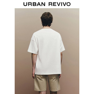 URBAN REVIVO 男士休闲撞色纹理图案短袖T恤 UML440092 本白 L