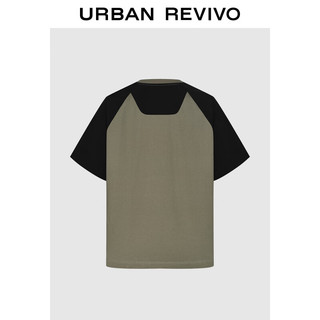 UR2024夏季男装时尚休闲撞色拼接棉质短袖T恤UML440104 暖灰 M(M-L)