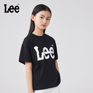 Lee儿童短袖T恤2024夏季休闲百搭童装立体印花男女童上衣打底衫 黑色 140cm