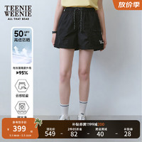 Teenie Weenie【UPF50+】小熊短裤女2024年夏季防晒防紫外线户外短裤女 黑色 160/S