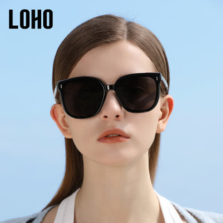眼镜生活（LOHO）墨镜女2024新显高级感时尚墨镜显白瘦防晒防紫外线开车太阳眼镜男 钢琴黑【CP镜】