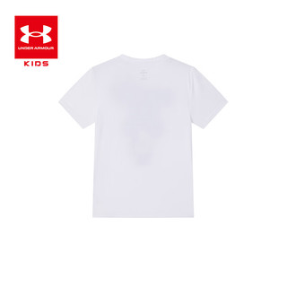 安德玛（Under Armour）儿童男大童装运动短袖t恤2024夏季上衣T恤宽松 白色 120cm