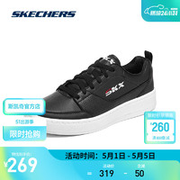 SKECHERS 斯凯奇 学院风低帮运动鞋子百搭板鞋小白鞋232472 黑色/白色/BKW 40