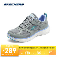 SKECHERS 斯凯奇 跑步鞋女款春轻量舒适透气记忆鞋垫高回弹150202 浅灰色/蓝色/LGBL 38