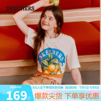 SKECHERS 斯凯奇 女士T恤L124U123 奶油米白/00NA XL