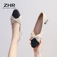 百亿补贴：ZHR 拼色单鞋女2023新款女法式高级感玛丽珍小皮鞋女鞋软底不累脚