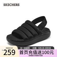 斯凯奇（Skechers）夏季女士厚底沙滩鞋外穿休闲户外凉鞋114781 全黑色/BBK 40