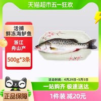 88VIP：渔传播 浙江舟山活捕鲜冻海鲈鱼海鲜鱼类水产(3斤)500g*3条装
