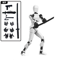 颂尼3D打印多关节可动拼装人偶多色摆造型多种武器手型玩具男孩PY 拼装人仔白色