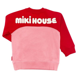 MIKIHOUSE儿童卫衣红粉色拼接色秋冬款男女宝宝长袖上衣时尚宽松洋气 120码