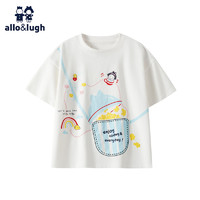 allo&lugh 阿路和如 儿童童装7A抑菌女童白色t恤短袖2024夏季新款上衣中大童