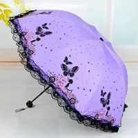蝴蝶雨伞晴雨两用伞遮阳伞防紫外线太阳伞三折叠黑胶防晒伞女士伞