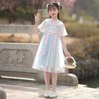 思贝秀 童装女童汉服连衣裙2024年新款儿童夏季中国风唐装古风裙子