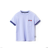 MQD 马骑顿 童装男女童短袖T恤纯棉上衣夏装洋气儿童白色短袖T恤韩版 浅紫 150cm