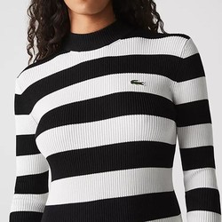 LACOSTE 拉科斯特 法国鳄鱼女装秋冬时尚休闲拼接针织长袖连衣裙