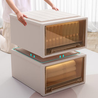 智纳生活收纳箱抽屉式收纳盒塑料透明家用衣服收纳箱衣物整理箱衣柜收纳柜 【56L】深47*宽40*高30cm 透明茶