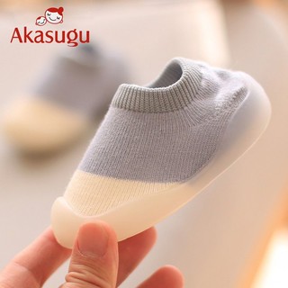 百亿补贴：Akasugu 新生 婴儿地板鞋袜夏季幼儿宝宝小童室内学步防滑厚底袜套春夏
