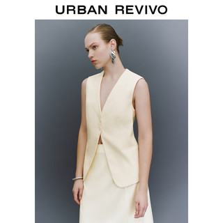 URBAN REVIVO UR2024夏季女装时尚气质通勤高级感无袖V领马甲UWG140043 米白 XS