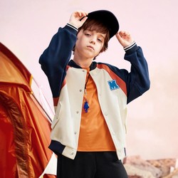MQD 马骑顿 童装男童韩版棒球服外套撞色拼接复古时髦外套亲子