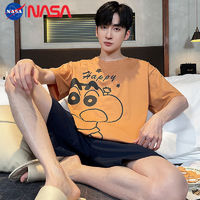 NASAOVER NASA蜡笔小新夏季男士睡衣纯棉短袖薄款青少年大码动漫家居服套装
