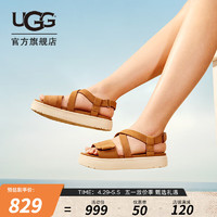UGG 夏季女士休闲舒适纯色厚底露趾魔术贴设计时尚凉鞋1158053 CHE  栗色 40