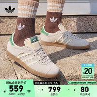 adidas 阿迪达斯 「T头鞋」GAZELLE经典运动板鞋男女阿迪达斯三叶草 米白色/绿 38(235mm)