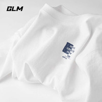 GLM 纯棉短袖T恤男夏季潮流百搭半袖简约潮流衣服 白/蓝植物