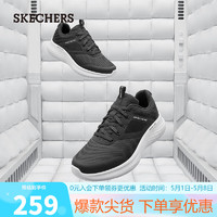 SKECHERS 斯凯奇 轻奇跑步鞋2023年男女轻弹绑带运动鞋232594黑色/白色/BKW 44