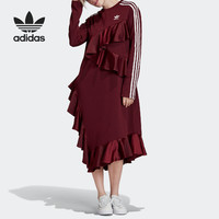adidas 阿迪达斯 正品三叶草DRESS 女子荷叶边运动连衣裙 FT9899