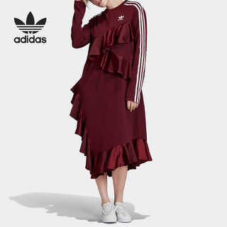 adidas 阿迪达斯 正品三叶草DRESS 女子荷叶边运动连衣裙 FT9899