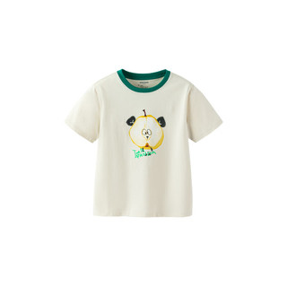 迷你巴拉男童女童短袖T恤夏季宝宝吸湿速干纯棉透气儿童上衣 浅卡其50311 130cm