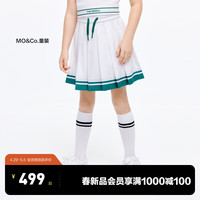 little MO&Co.little moco童装24夏装女童网球运动风含裤半身百褶短裙 本白色 110/50