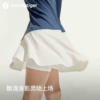 moodytiger【网球系列】女童连衣裙夏季撞色拼接运动背心裙子 翎羽蓝 140cm