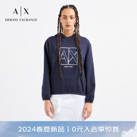 EMPORIO ARMANI ARMANI EXCHANGE24早春AX女装宽松刺绣徽标连帽卫衣 1593深蓝色 S