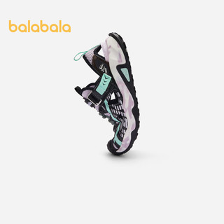 巴拉巴拉男童运动凉鞋夏2024镂空透气鞋子磁力扣 黑紫色调00397-204224140004 35码