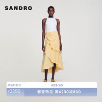 SANDRO2024春夏女装多巴胺黄色不对称高腰半身裙SFPJU01156 E122/黄色 34