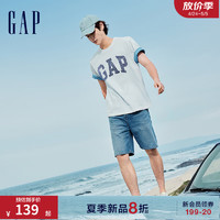 Gap男女装2024夏季拼接字母logo短袖T恤简约百搭上衣466766 白色 170/92A(M) 亚洲尺码