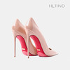 H.L.TINO 2023年欧洲站新款细跟12cm网红漆皮小高跟鞋女裸粉色性感尖头单鞋 36 10cm-2裸色哑光 女款